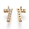 Brass Micro Pave Clear Cubic Zirconia Charms ZIRC-L075-60A-07G-1