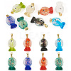 8Pcs Handmade Dichroic Foil Lampwork Pendants DICH-TA0001-01-1
