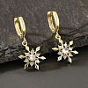 Brass Micro Pave Cubic Zirconia Snowflake Hoop Dangle Earrings for Women WGD9903-01-1