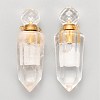 Faceted Natural Quartz Crystal Openable Perfume Bottle Pointed Pendants G-P435-D-03G-1