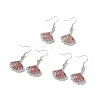 Gemstone Ginkgo Leaf Dangle Earrings with Crystal Rhinestone EJEW-A092-03P-2