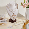 2Pcs 2 Colors Alloy and Imitation Pearl Cross Big Pendant Double-Layer Link Chain Necklaces for Women NJEW-AR0001-09-4