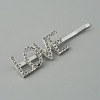 Word LOVE Alloy Rhinestone Hair Bobby Pins FIND-WH0152-34B-S-1