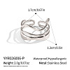 304 Stainless Steel Layered Waved Cuff Rings IP1219-3-2