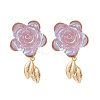Resin Rose of Life Front Back Stud Earrings EJEW-TA00171-3