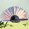 1Pc Bamboo with Oxford Fabric Glitter Powder Folding Fans AJEW-SP0003-77D-5