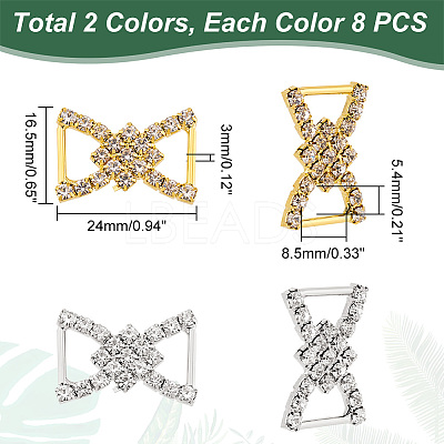 16Pcs 2 Colors Alloy Rhinestone Buckle JEWB-WR0001-04-1
