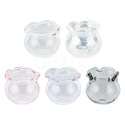 10Pcs 5 Colors Handmade Blown Glass Flower Beads GLAA-GO0001-05A-1