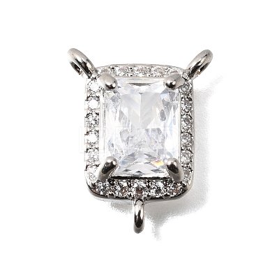 Brass Pave Clear Cubic Zirconia Rectangle Chandelier Component Links X-KK-C255-08P-1