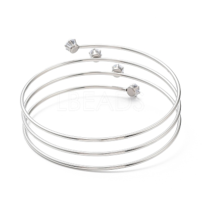 304 Stainless Steel Triple Loops Wire Wrap Bangle BJEW-K227-02P-1