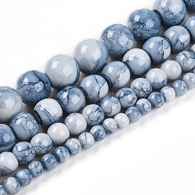 Baking Paint Glass Beads Strands DGLA-N003-8mm-C07-1