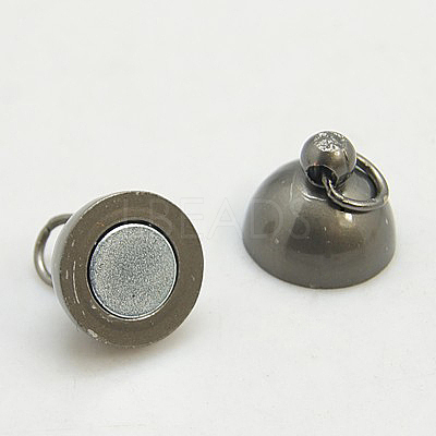 Brass Magnetic Clasps with Loops KK-E268-10mm-B-NR-1