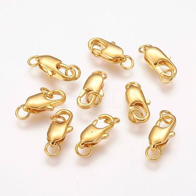 Brass Lobster Claw Clasps KK-KK802-G-NR-1