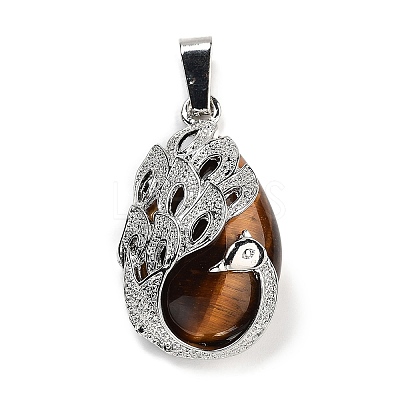 Natural Tiger Eye Teardrop Pendants G-G112-03P-02-1