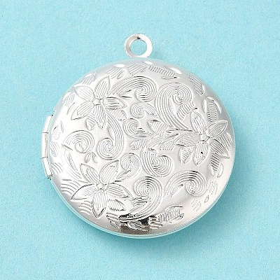 Rack Plating Brass Locket Pendants KK-K277-06S-1