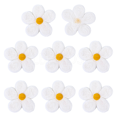 8Pcs Daisy Flower Wool Felt Fabric Costume Accessories AJEW-PH0008-82A-1