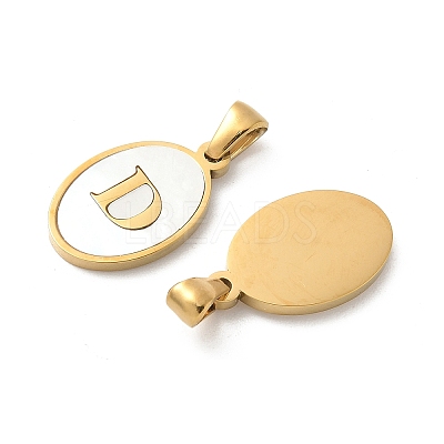 Natural Shell Oval with Initial Pendants STAS-I351-23G-D-1