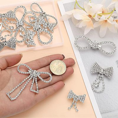 12Pcs 4 Style Crystal Rhinestone Bowknot Lapel Pins JEWB-CA0001-19-1