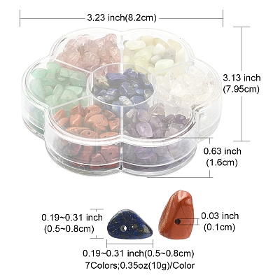 70G 7 Styles Natural Mixed Gemstone Chip Beads G-FS0002-45-1