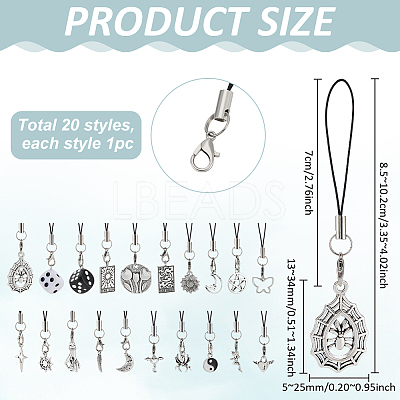 20Pcs Resin & Alloy Mobile Straps HJEW-PH02164-1