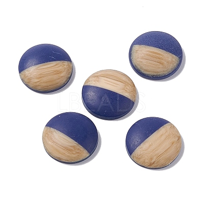 Two Tone Wood Grain Frosted Imitation Leather Style Resin Cabochons RESI-G053-01D-1