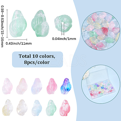 80Pcs 10 Colors Transparent Spray Paint Glass Beads GLAA-SC0003-33-1