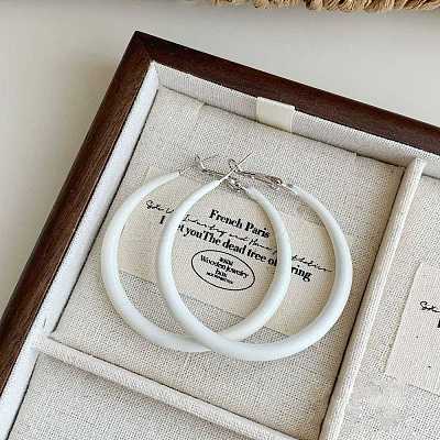 Alloy Epoxy Hoop Earrings FS-WG979F0-11-1
