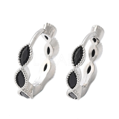 Brass Micro Pave Cubic Zirconia Huggie Hoop Earrings EJEW-K083-34P-A-1
