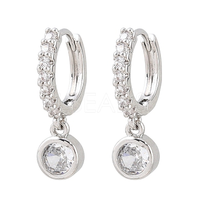 Brass Micro Pave Cubic Zirconia Hoop Dangle Earrings KK-Z166-15P-02-1