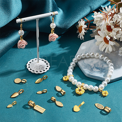 200Pcs 10 Styles Alloy Glue-on Flat Pad Bails FIND-PH0020-15-1