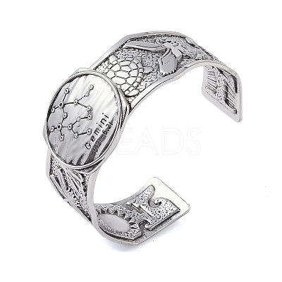 Constellation Alloy Open Cuff Bangles for Women Men LS-BJEW-C064-01AS-06-1
