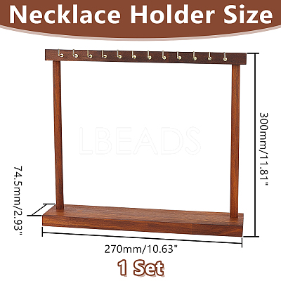 Wooden Necklace Organizer Display Stands ODIS-WH0331-20A-1