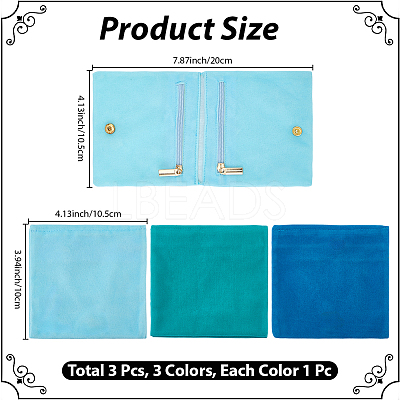 3Pcs 3 Colors Folding Velvet Jewelry Storage Bags for Earrings Rings Bracelets ABAG-CN0001-69C-1