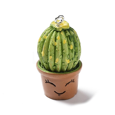 Cactus Pot Green Plant Resin Pendants CRES-B014-03-1