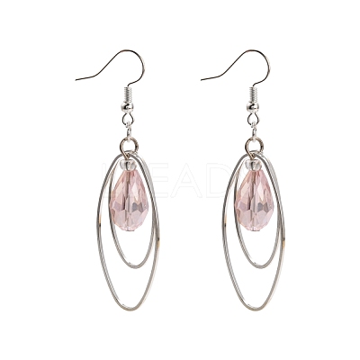 Trendy Glass Teardrop Dangle Earrings EJEW-JE00529-1