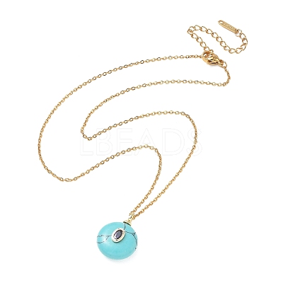 Natural & Synthetic Mixed Stone Geometric Pendant 304 Stainless Steel Cable Chain Necklaces NJEW-JN06675-1