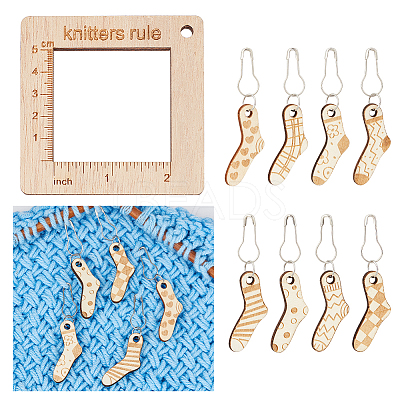 Alloy and Wooden Sweater Knitting tool AJEW-WH0472-20I-1