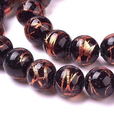 Handmade Gold Foil Lampwork Beads Strands FOIL-L016-B06-1
