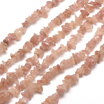 Natural Strawberry Quartz Chip Bead Strands X-G-M205-56-1