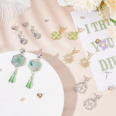 20 Pairs 2 Color Brass Stud Earring Findings KK-BC0010-63-1