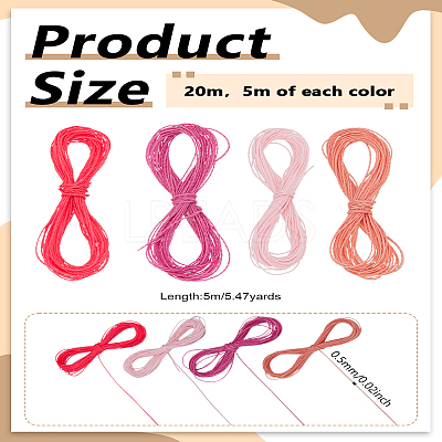 20M 4 Colors 2-Ply Round Waxed Cotton Thread Cords YC-LP0001-03A-1