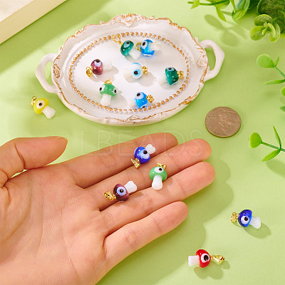 16Pcs 8 Colors Handmade Lampwork Pendants LAMP-TA0001-78-1