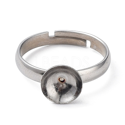 Tarnish Resistant Adjustable 304 Stainless Steel Finger Rings Components STAS-E163-97P-1