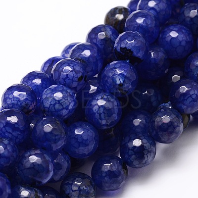 Dyed Natural Agate Faceted Round Beads Strands X-G-E320E-8mm-08-1