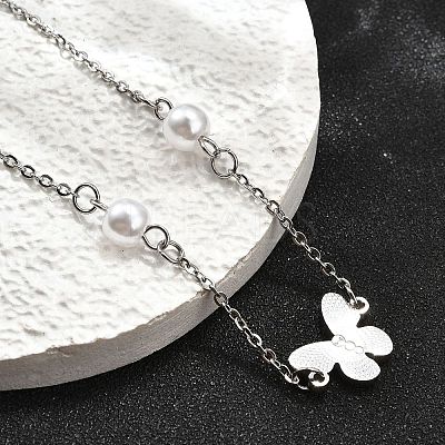 304 Stainless Steel Butterfly Link Bracelets BJEW-C098-01B-P-1