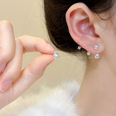 Alloy & Rhinestone & Imitation Pearl Stud Earrings for Women WG8F1A1-01-1