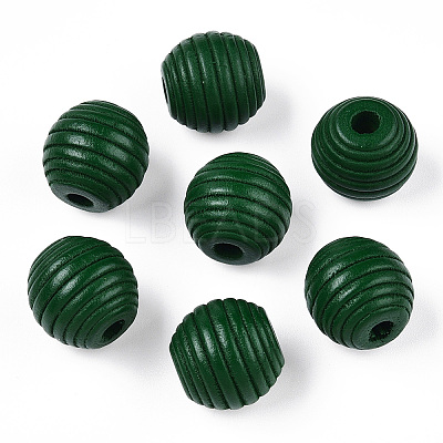 Painted Natural Wood Beehive Beads WOOD-S049-04B-04-1