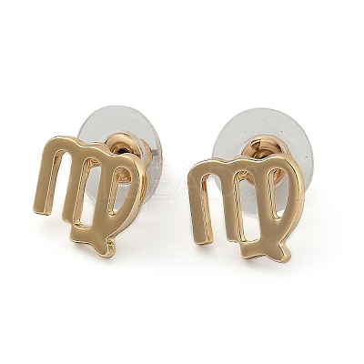 12 Constellation/Zodiac Sign Alloy Stud Earrings EJEW-B025-10G-B-1