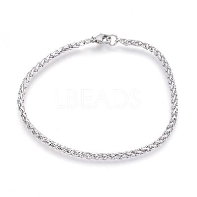 Tarnish Resistant 304 Stainless Steel Wheat Chain Bracelets BJEW-P235-14P-1