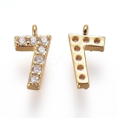 Brass Micro Pave Clear Cubic Zirconia Charms ZIRC-L075-60A-07G-1